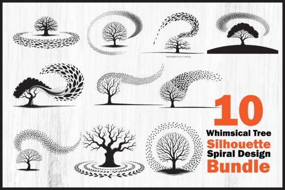 Download Whimsical Tree Silhouette Spiral Design - Premium Resources