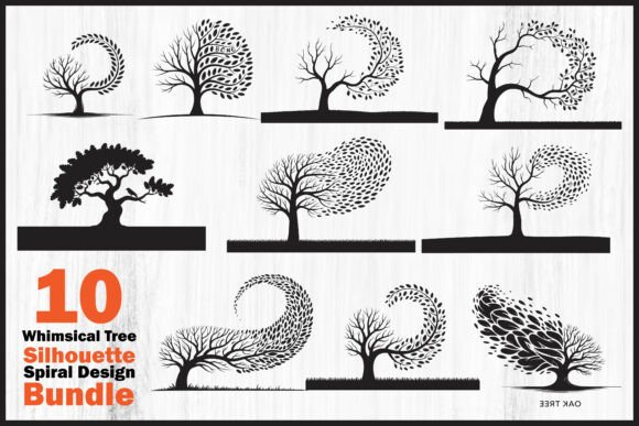 Download Whimsical Tree Silhouette Spiral Design - Premium Resources